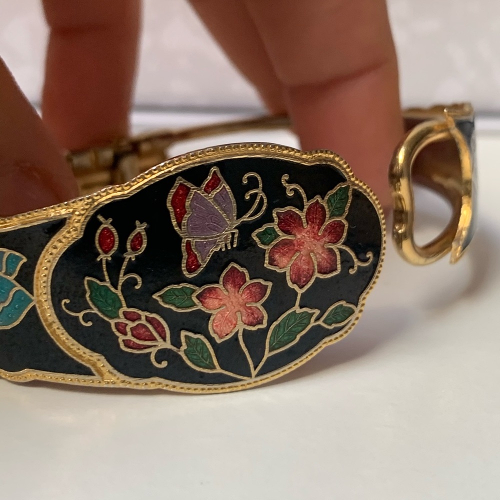 SOLD: Vintage cloisonné enamel cuff - Picture 4 of 5